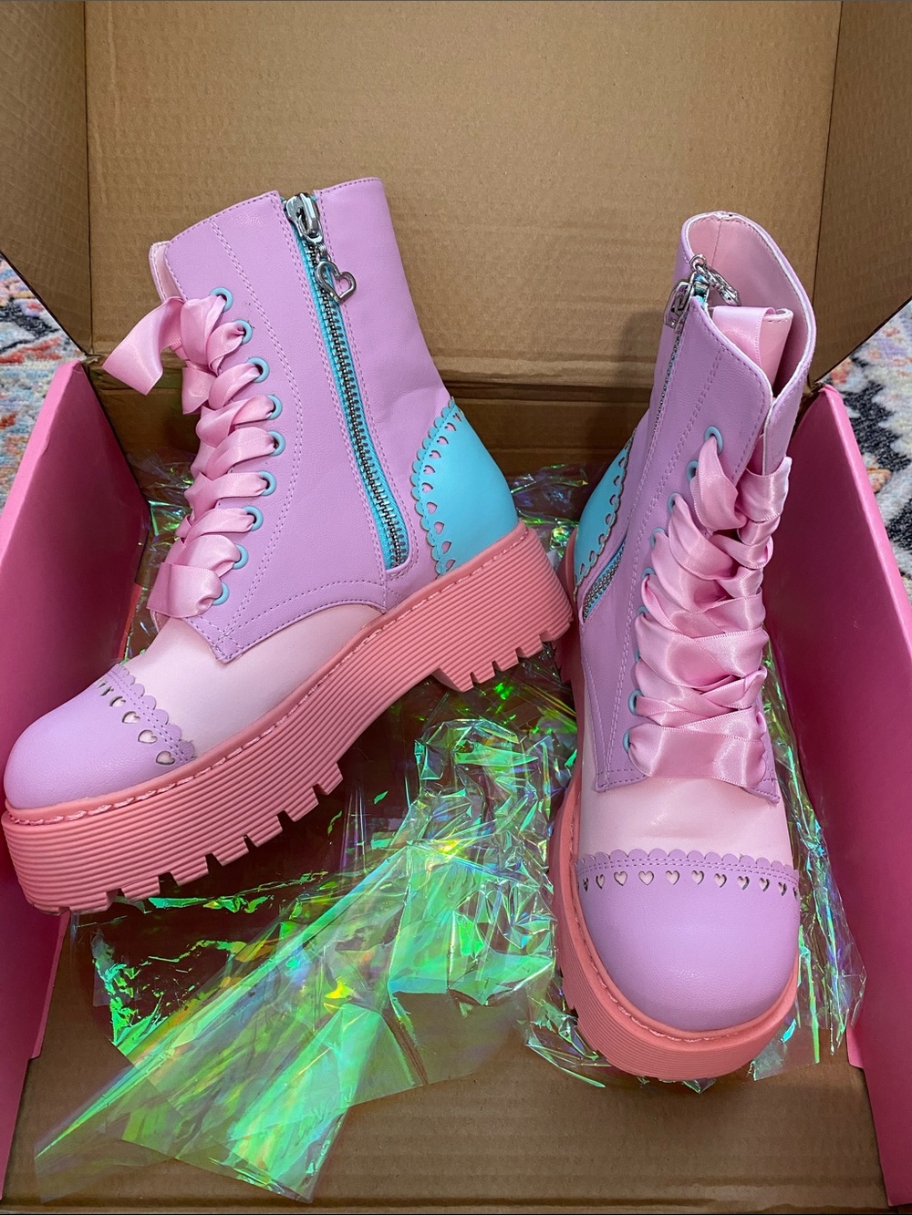 Pink Sugar Thrillz Lace-Up Platform Boots